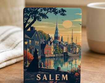 Salem MA Fridge Magnet, Salem Massachusetts Souvenir Magnet, Witch City Travel Gift, Historic Salem Landmark Keepsake Magnet