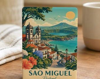 Sao Miguel Portugal Fridge Magnet, Azores Island Souvenir Magnet, Ponta Delgada Travel Gift, Portugal Island Keepsake Magnet