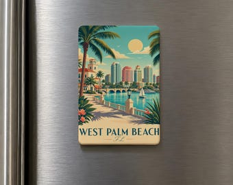 West Palm Beach FL Fridge Magnet, Florida Souvenir Magnet, West Palm Beach Travel Gift, Palm Beach County Refrigerator Magnet