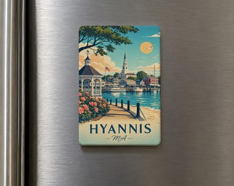Imán para nevera de Hyannis, MA, imán de recuerdo de Cape Cod, Massachusetts, regalo de viaje de la ciudad costera del puerto de Hyannis, recuerdo de Nueva Inglaterra