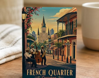 French Quarter Fridge Magnet, New Orleans Louisiana Souvenir, Bourbon Street Landmark Travel Gift, NOLA Street Scene Magnet