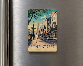 Bond Street Fridge Magnet, Bond Street London Souvenir Magnet, UK Travel Gift, City Landmark Keepsake Magnet