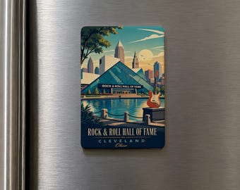 Rock and Roll Hall of Fame Fridge Magnet, Cleveland Music Landmark Souvenir Magnet, Rock Music Museum Gift