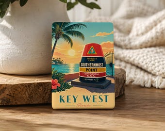Imán para nevera del punto más meridional, recuerdo emblemático de Key West, Florida, recuerdo de viaje costero del marcador de milla 0