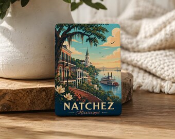 Natchez Mississippi Fridge Magnet, Natchez MS Souvenir Magnet, Mississippi Travel Gift, Natchez Landmark Keepsake Magnet