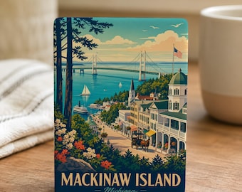Mackinac Island Michigan Fridge Magnet, Mackinac Island Souvenir Magnet, Great Lakes Travel Keepsake Magnet