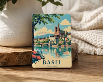 Imán para nevera de Basilea, Suiza, imán de recuerdo de la ciudad de Basilea, recuerdo de viaje de Suiza, imán para refrigerador con un monumento de Basilea