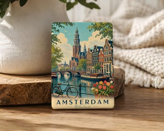 Imán para nevera de Ámsterdam, Países Bajos, imán de recuerdo de la ciudad de Ámsterdam, regalo de viaje a los Países Bajos, imán de monumento de Ámsterdam