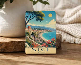 Nice France Fridge Magnet, Nice French Riviera Souvenir Magnet, Côte d’Azur Travel Gift, France Vacation Keepsake Magnet