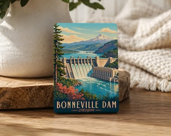 Bonneville Dam Fridge Magnet, Columbia River Hydroelectric Dam Souvenir, Pacific Northwest Landmark Magnet