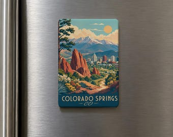 Imán para nevera de Colorado Springs, Colorado, imán de recuerdo de Colorado Springs, CO, regalo de viaje, imán de recuerdo de la ciudad de las Montañas Rocosas