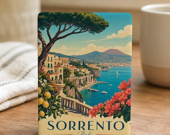 Imán para nevera de Sorrento, Italia; imán de recuerdo de la costa de Sorrento; imán de viaje de la costa de Amalfi; imán de recuerdo de vacaciones en Italia.