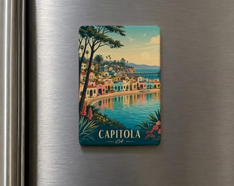 Capitola CA Fridge Magnet, Capitola Village Beach Boardwalk Souvenir, California Coastal Travel Gift, Santa Cruz County Magnet