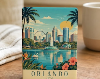 Imán para nevera de Orlando, Florida, imán de recuerdo de Orlando, FL, regalo de viaje de la ciudad de Orlando, imán de recuerdo de vacaciones en Florida