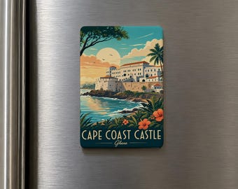 Cape Coast Castle Fridge Magnet, Ghana Landmark Souvenir Magnet, Historic Fort & Coastal Castle Travel Keepsake Gift