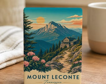 Imán para nevera del Monte LeConte, imán de recuerdo de las Grandes Montañas Humeantes, recuerdo de viaje de la cima de una montaña de Tennessee