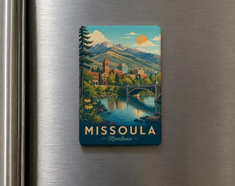 Imán para nevera de Missoula, Montana, imán de recuerdo de Missoula, regalo de viaje a Montana, imán de recuerdo de la ciudad de Missoula
