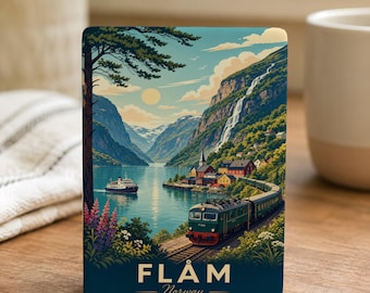 Norway Fridge Magnet, Norwegian Travel Souvenir, Norway Landmark Keepsake Magnet, Scandinavian Country Magnet Gift