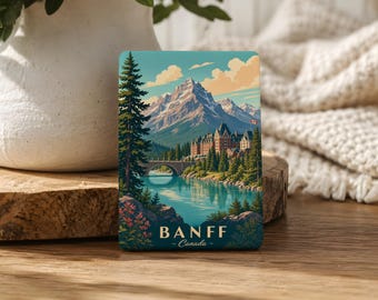 Imán para nevera de Banff, Canadá, imán de recuerdo del Parque Nacional Banff, imán de recuerdo de viaje de las Montañas Rocosas canadienses