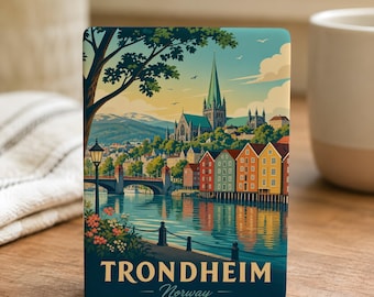 Trondheim Norway Fridge Magnet, Trondheim City Souvenir Magnet, Norway Travel Gift, Scandinavian Landmark Keepsake Magnet