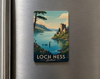 Loch Ness Monster Fridge Magnet, Scotland Lake Ness Souvenir Magnet, Nessie Mythical Creature Travel Keepsake Gift