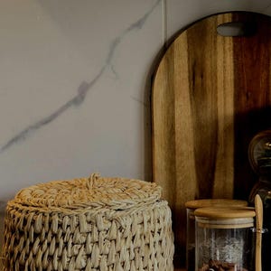 Woven Straw Basket with Fabric Lining, Boho Home Decor Organizer, Picnic Storage,roti basket,