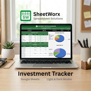 Investment Portfolio Tracker Google Sheets, Stocks Crypto Real Estate Dashboard (Digital Download)