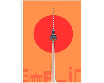 Berlin TV Tower Poster, Print, Wall Art, Gift, Minimalist, Germany, Coordinates