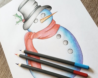 Bonhomme de neige - Coloriage adulte imprimable