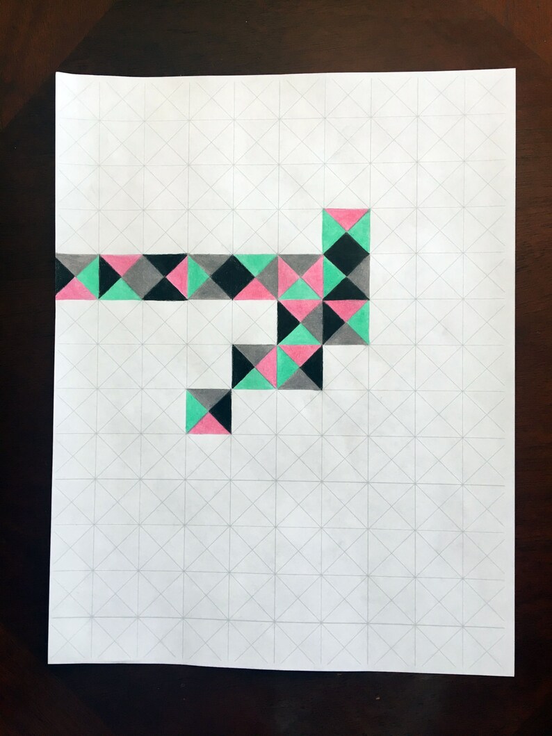 Geometric Triangle & Box Pattern Coloring Page - Etsy