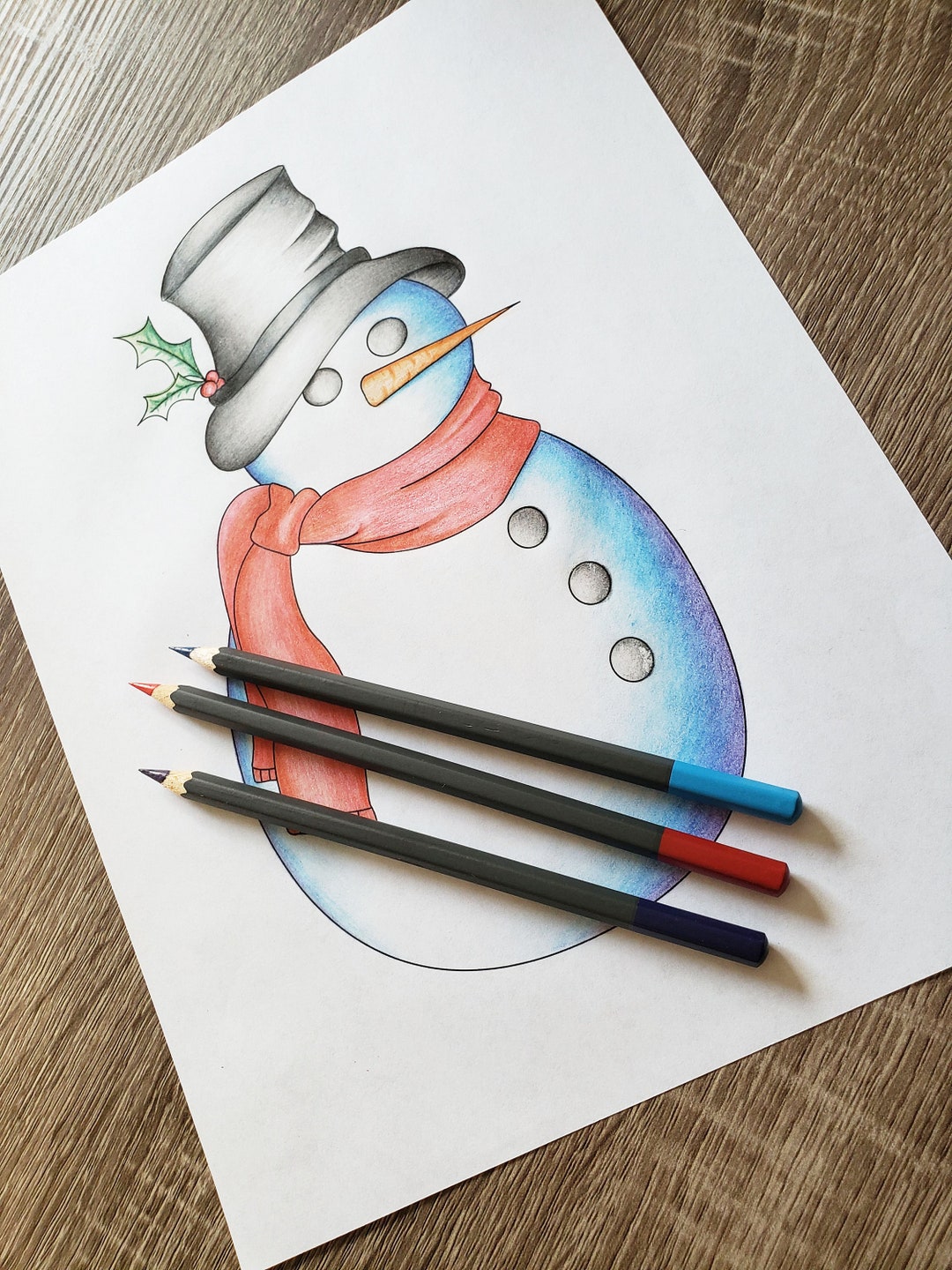 Snowman - Adult Coloring Page Printable - Etsy