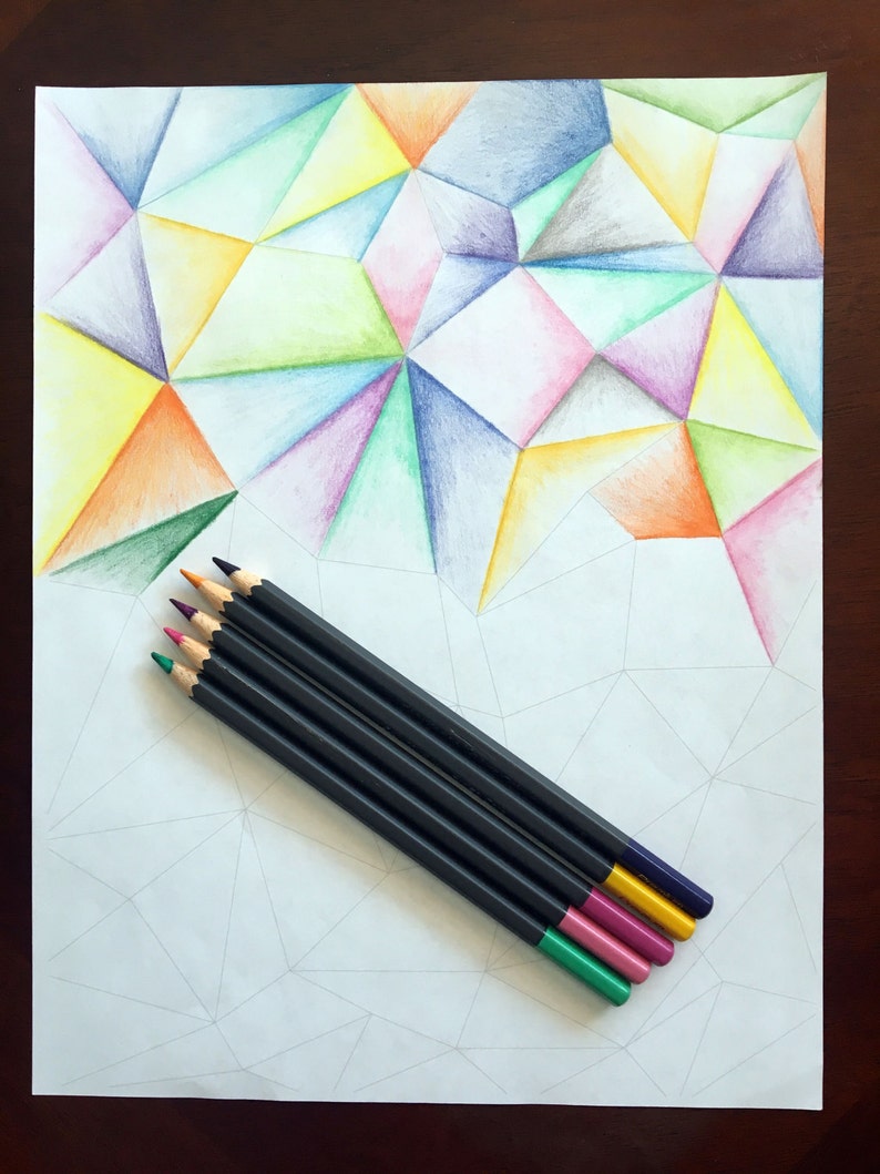 Abstract Geometric Glacier Coloring Page for Adults | Etsy