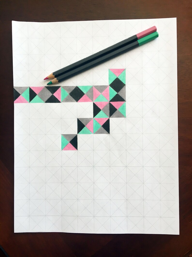 Geometric Triangle & Box Pattern Coloring Page - Etsy