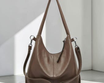 Bolsa tote feminina de couro, bolsa de ombro de grande capacidade, bolsa de couro legítimo para o dia a dia, bolsa casual para usar debaixo do braço