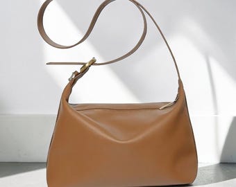Bolsa Tote Feminina em Couro Genuíno, Bolsa de Ombro de Grande Capacidade, Bolsa Transversal em Couro Bovino, Bolsa de Trabalho Minimalista, Bolsa para Uso Diário