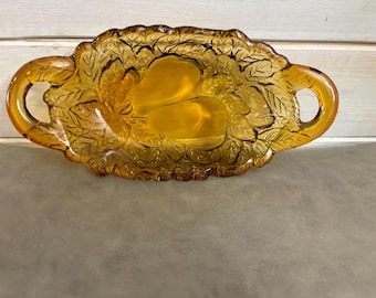 Vintage Indiana Glass Amber Relish Dish | Sweet Pear 5-Part Serving Tray