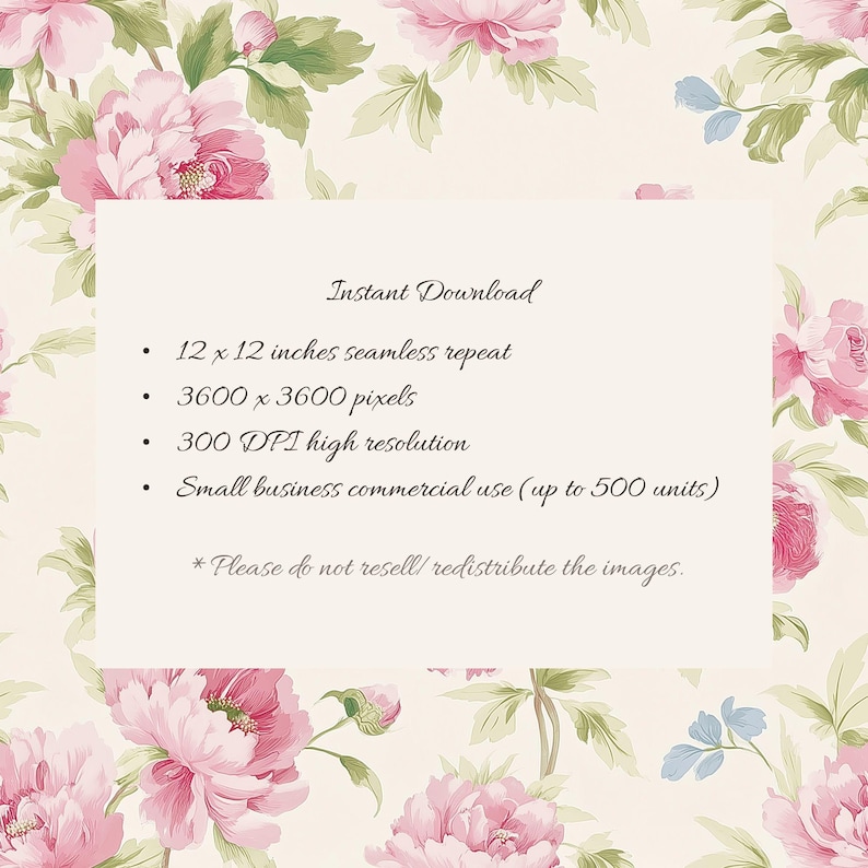 Vintage Pink Peony Floral Seamless Pattern, Romantic English Garden ...