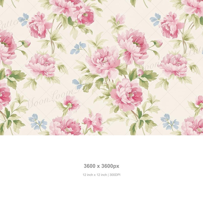 Vintage Pink Peony Floral Seamless Pattern, Romantic English Garden ...