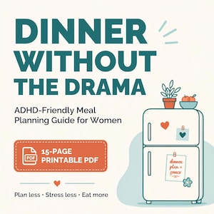 Middag utan drama Matplaneringsguide för kvinnor med ADHD | Simple System (digital nedladdning)