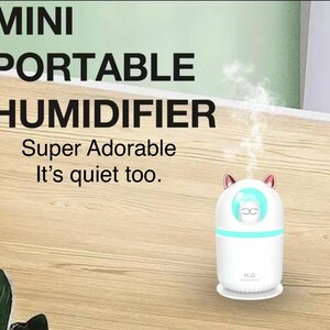 Cat Shape Mini Humidifier, Color Changing, Quiet Operation, Portable USB Mister