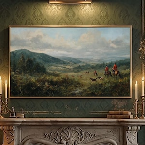 Fox Hunt Painting | Vintage Oil Landscape Art for Samsung Frame TV