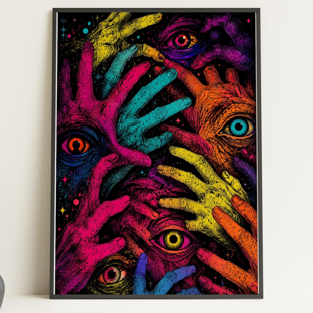Surreal Eye Hands Poster Print, Abstract Wall Art for Bedroom Living ...