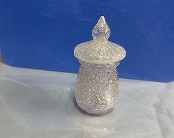 Multicolor Glitter Resin Trinket Jar with Lid