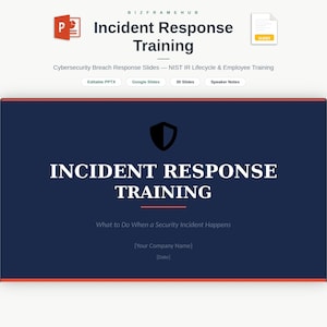 Incident Response Training Presentation | Cybersecurity Breach Response Slides | NIST IR Lifecycle Employee Training | Editable PPTX