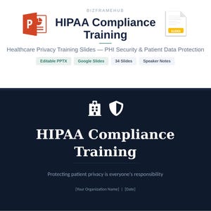 HIPAA Compliance Training Presentation | Healthcare Privacy Training Slides | PHI Security Awareness | Editable PPTX