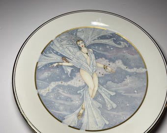 Vintage Goldcrest Exclusive „Notte” dekoracyjny talerz – porcelana wysokiej jakości, Japonia – styl art déco