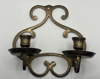 Vintage Heavy Brass 2 Arm Candelabra – Swirl Design Candle Holder – Elegant Brass Candlestick Decor