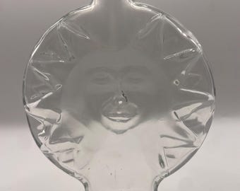 Botella de cristal vintage con forma de sol – Decantador transparente con diseño de rayos de sol y corcho – Decoración celestial retro para el hogar