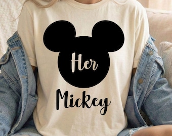 Hennes Musse Pigg redo att tryckas, Musse och Minnie par kärlek DTF, Disney Musse par kärlekströja, Disneyland familjesemestertröja