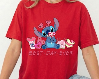 Stitch Bästa dagen någonsin DTF-överföring, Stitch kärleksöverföring, Disney-parskjorttryck, romantisk alla hjärtans dag-present, Stitch värmepress